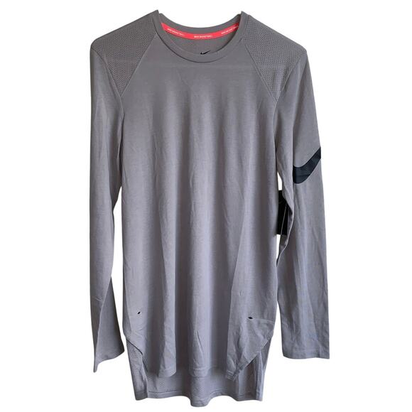 New NIKE Men's Dri-Fit Long Sleeve Basketball T-Shirt (891601) Gray Small NWT - Picture 1 of 6